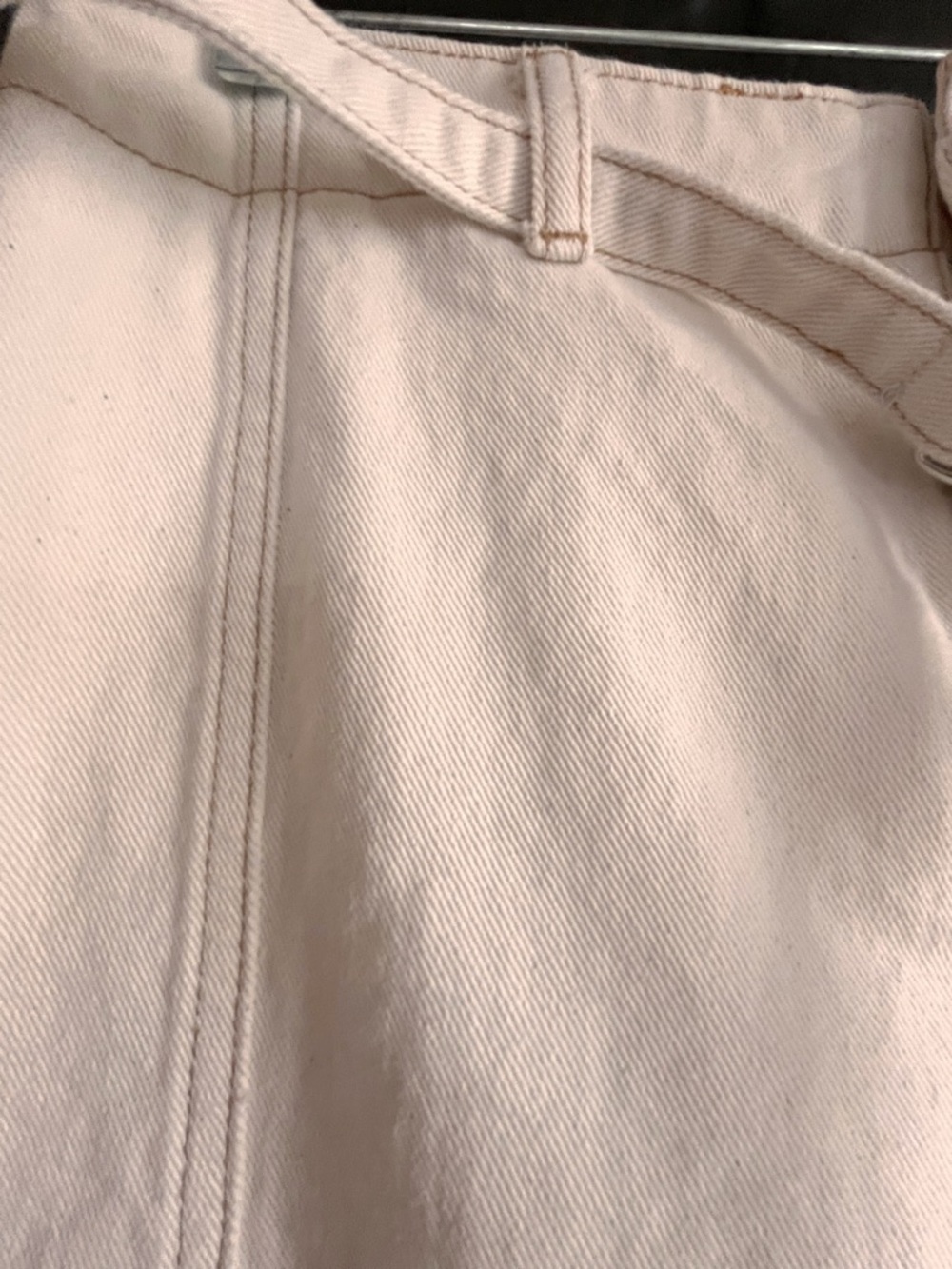 Zara High-Waist Cream 100% Cotton Wide Leg Contrast Stitch Jeans Size 6 - Picture 5 of 16